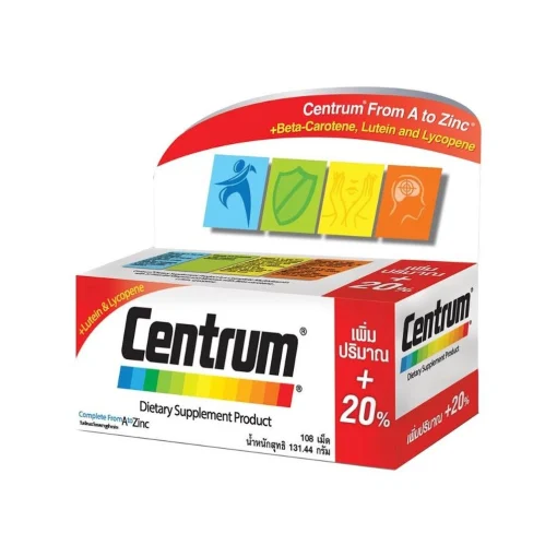 Centrum เซนทรัม ผลิตภัณฑ์เสริมอาหารชนิดเม็ด วิตามินและเกลือแร่รวม 22 ชนิด 108 เม็ด